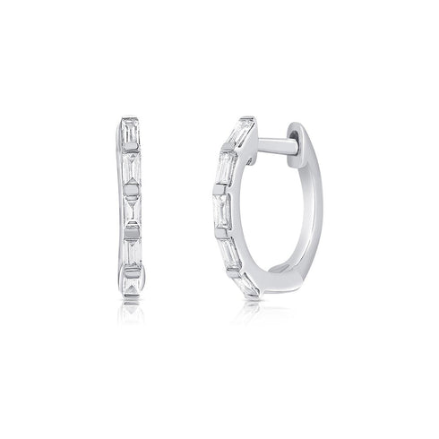 Baguette Diamond Huggie Earrings - 1